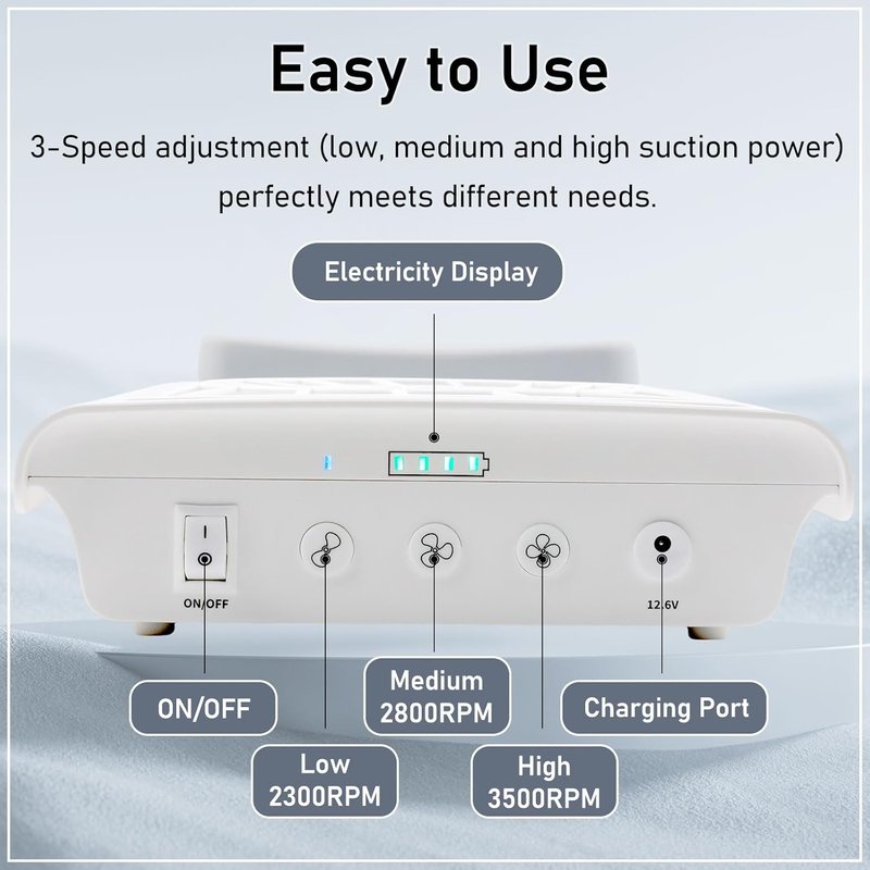 Nail Dust Collector - Professional Rechargeable Vacuum Fan for Nail Techs | Includes 2 Reusable Filters