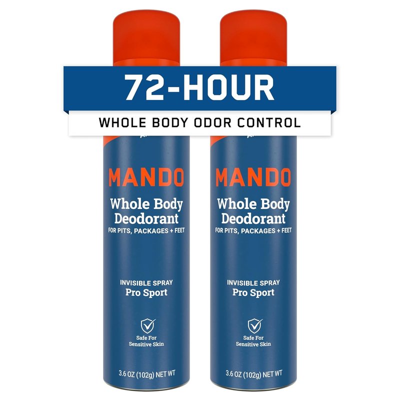 Mando Whole Body Deodorant For Men - Invisible Spray | 72-Hour Odor Control, Aluminum-Free, 3.6 oz