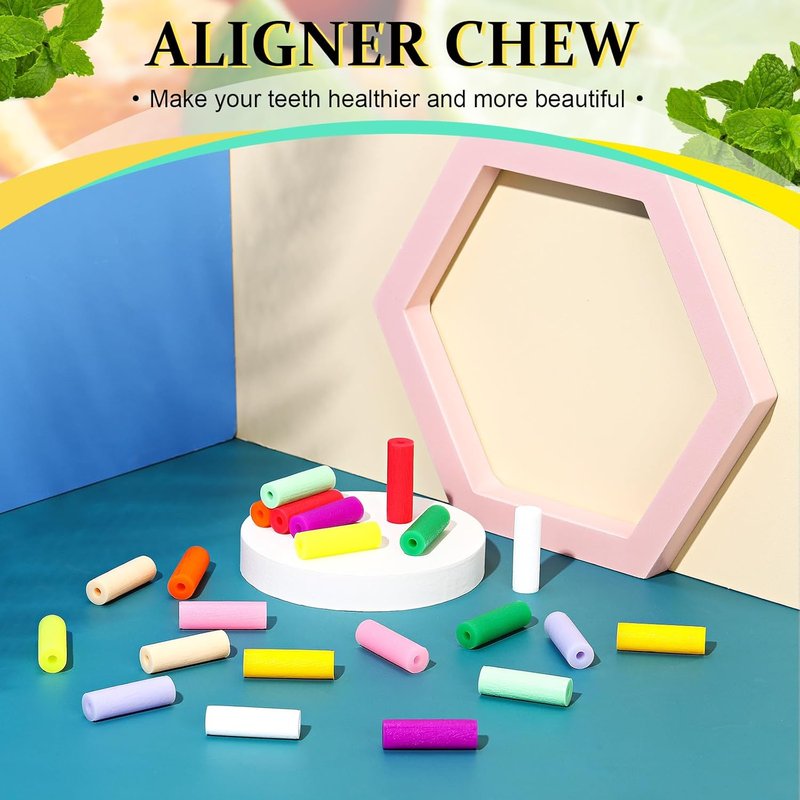 110 Pcs Aligner Chew Silicone Chompers - Dental Accessories for Invisible Trays | 11 Colors & Flavors