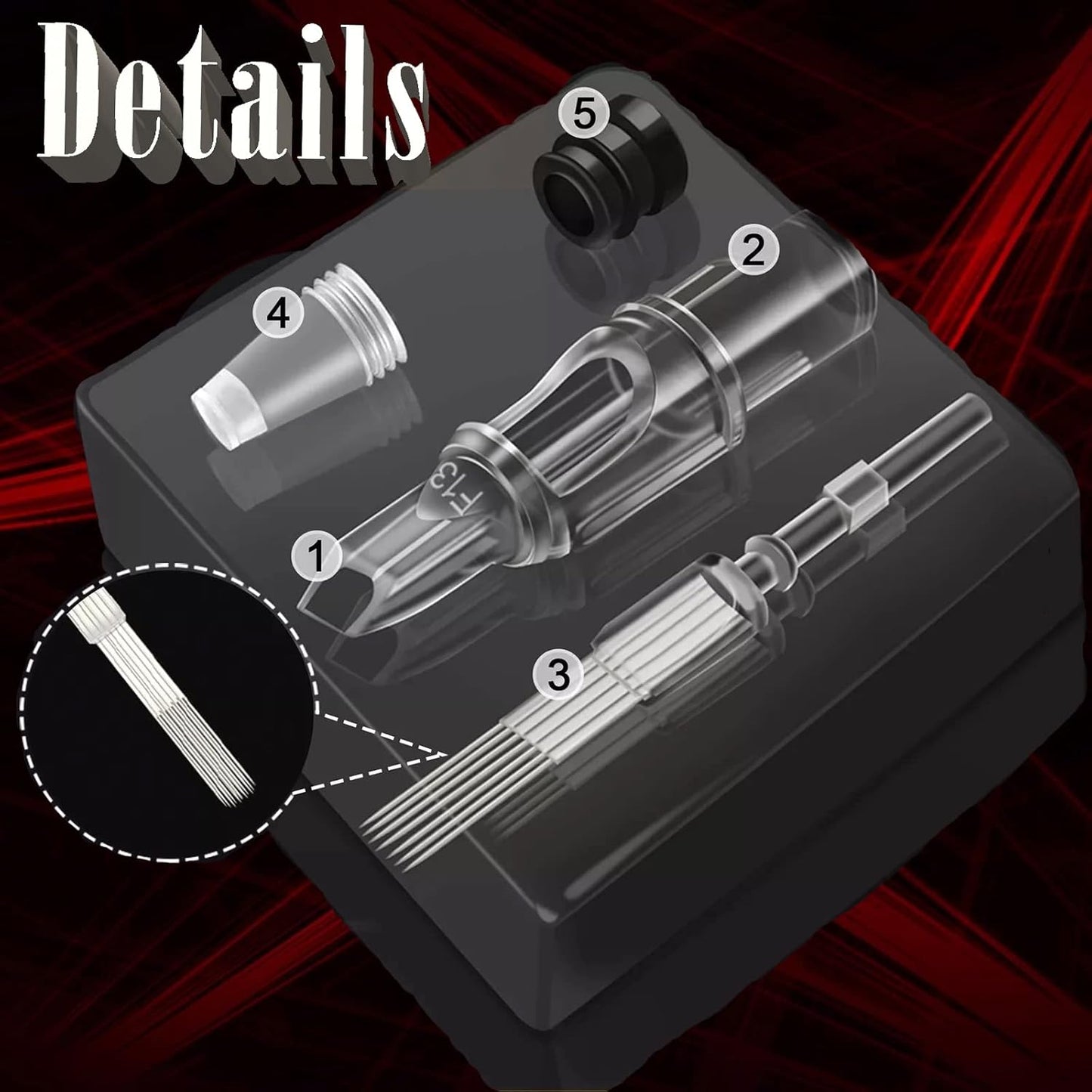 Tattoo Cartridge Needles - 60pcs Mixed Sizes 1203RL, 5RL, 7RL, 5RS, 7RS, 9RS | Disposable Tattoo Needles for Tattoo Pen Machine