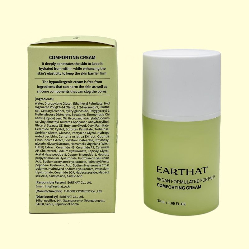 EARTHAT Redness Relief Face Cream for Sensitive Skin, Barrier Repair Moisturizer with Ceramide, Panthenol & 8-Type Hyaluronic Acid, Soothing & Hydrating, Korean Skincare, 1.69 fl oz
