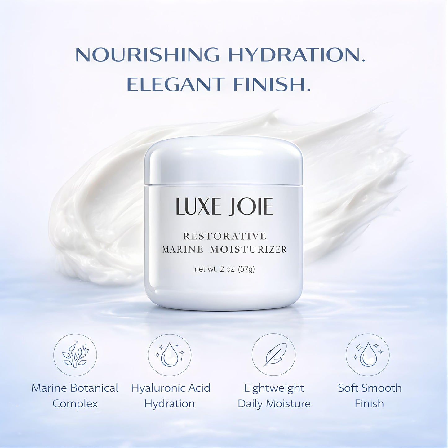Restorative Marine Moisturizer 2 oz Hydrating Face Cream for Dry & Sensitive Skin – Lightweight Moisturizer aqua moisturizer with Hyaluronic Acid, Aloe & Marine Botanicals – Soft Non-Greasy Finish