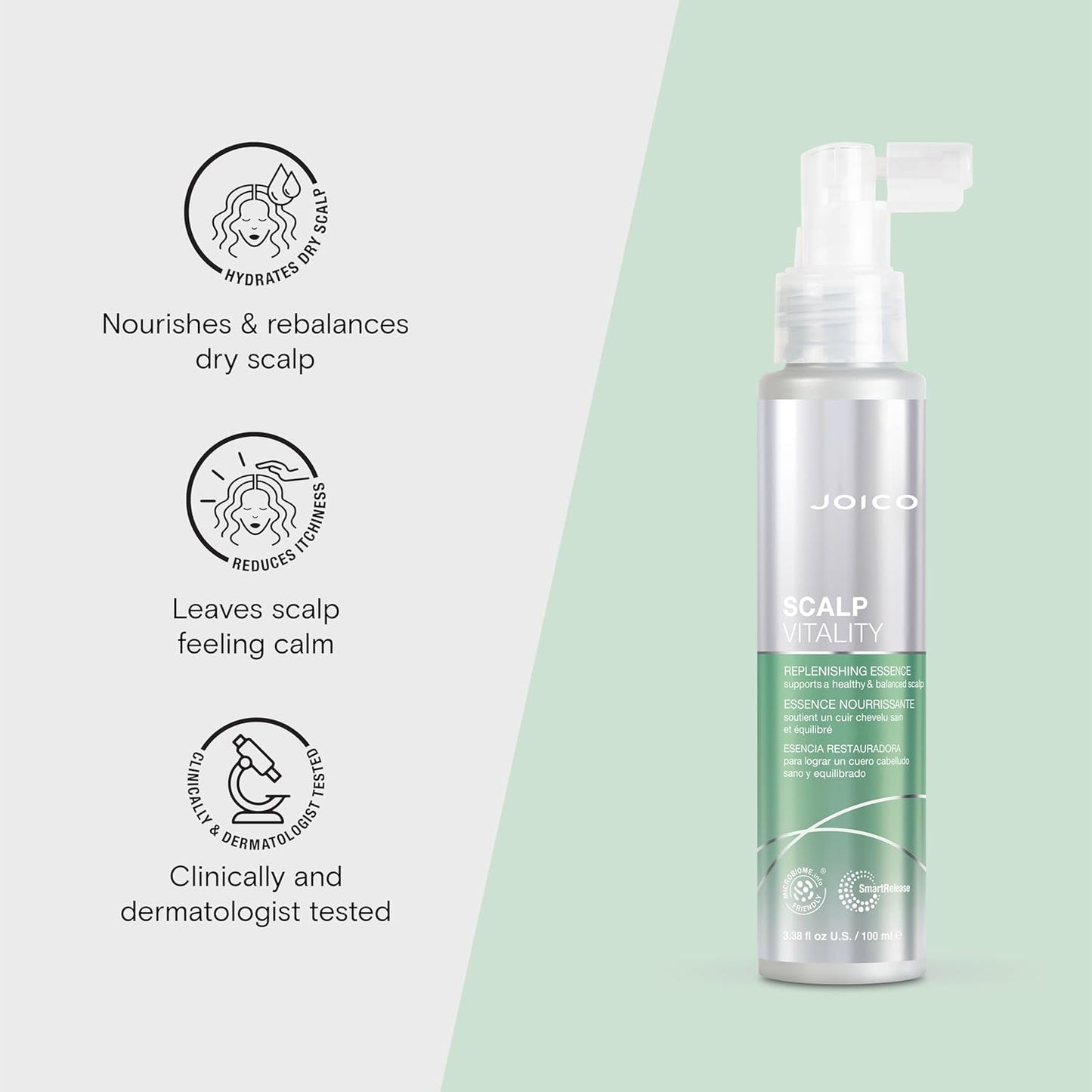 Joico Scalp Vitality Replenishing Essence - Hydrate & Nourish Dry, Itchy Scalp | 3.38 Fl Oz