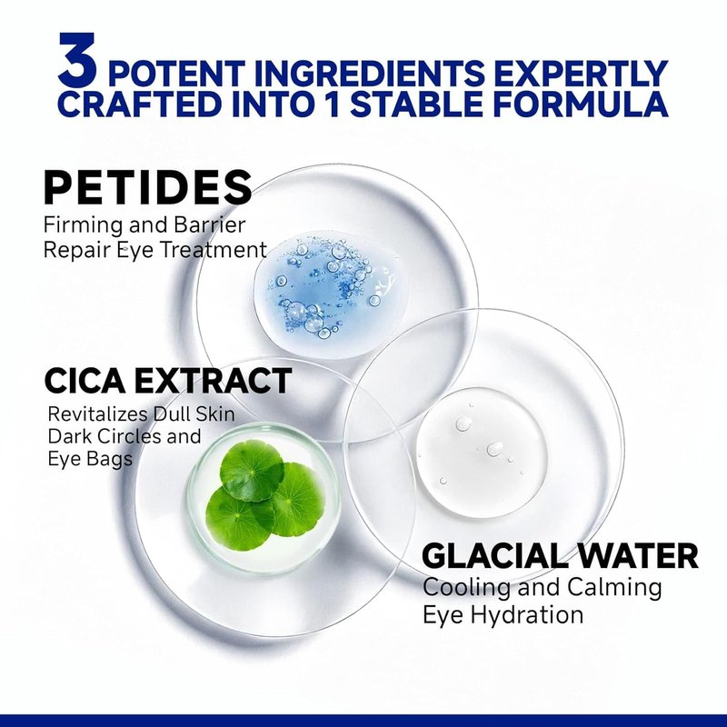 Peptide Cooling Under Eye Patches - Soothing Mask for Dark Circles & Puffiness | 24 Pairs with Glacial Water
