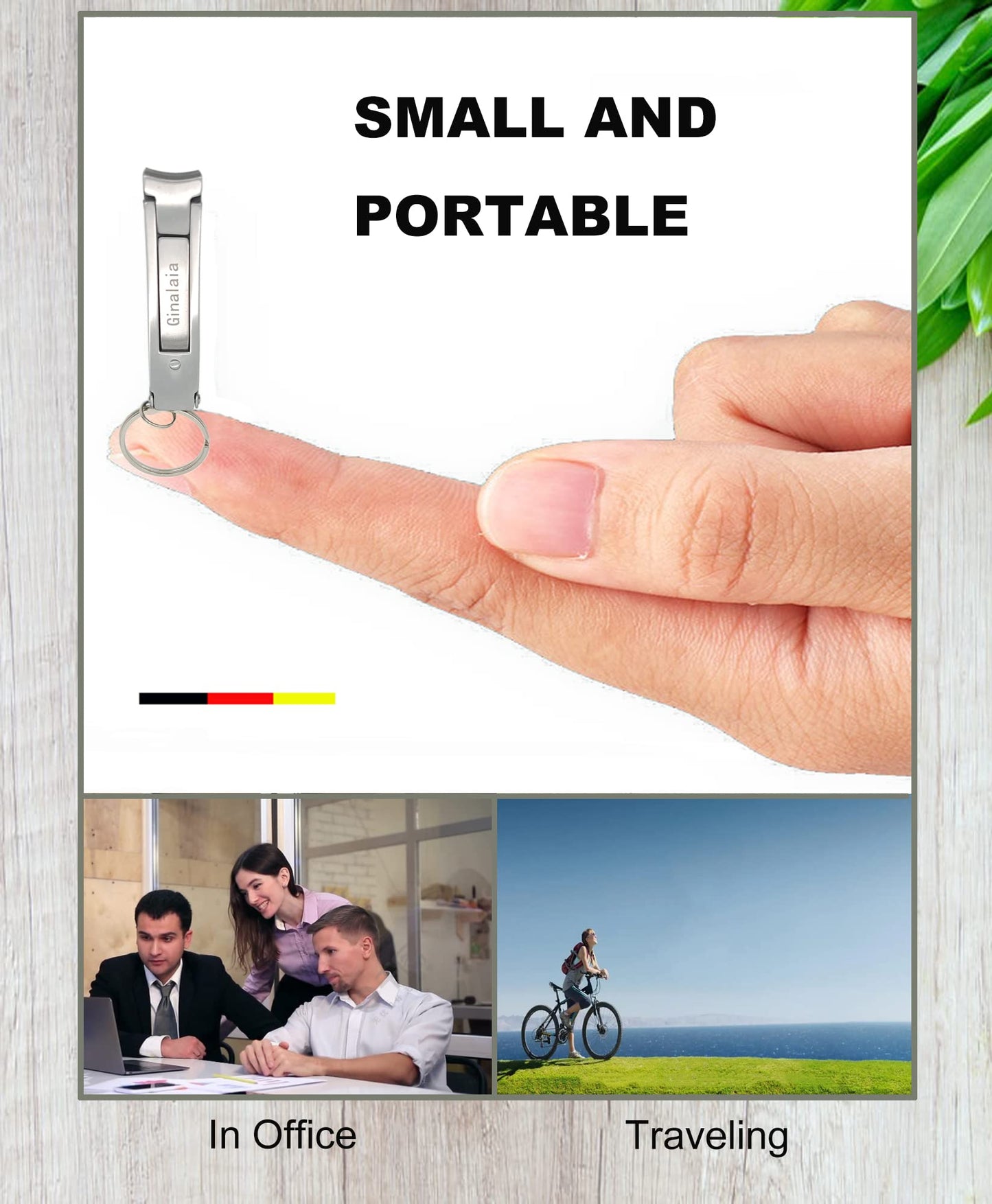 Ginalaia Stainless Steel Portable Nail Cutter，German Keychain Nail Clipper with File for Man and Women, Ultra Thin Flat Fingernail Clipper Perfect Use for Traveling、 Home 、 Office (Small, 1)