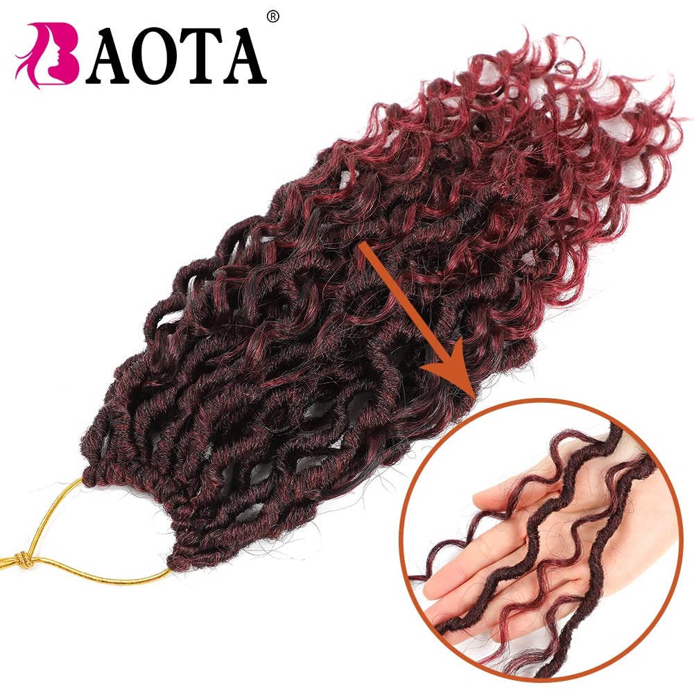 BAOTA Goddess Locs Crochet Hair 10 Inch 7 Packs Faux Locs Crochet Hair for Women Pre Looped Crochet Hair with Curly Ends River Locs Soft Locs Crochet Hair Extensions (1B#)