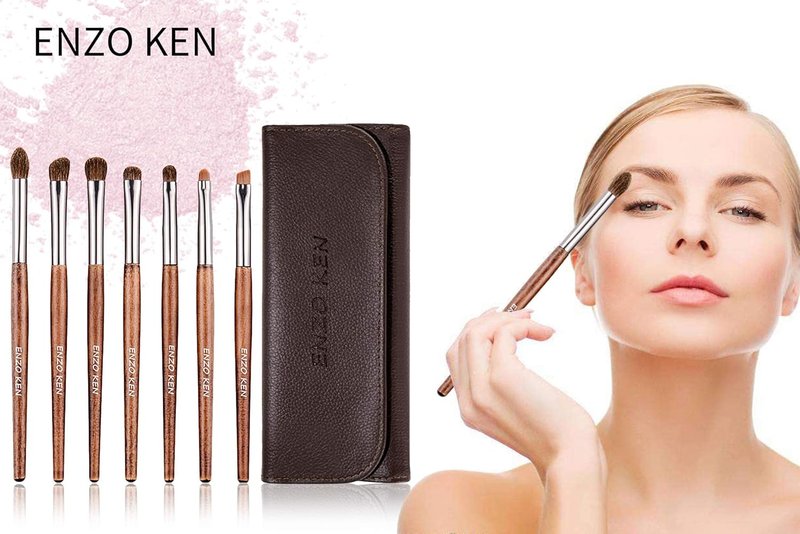 Natural Pony Hair Eye Shadow Brush Set - Professional Small Eyeshadow Brushes for Makeup | Includes Angled & Blending Brushes