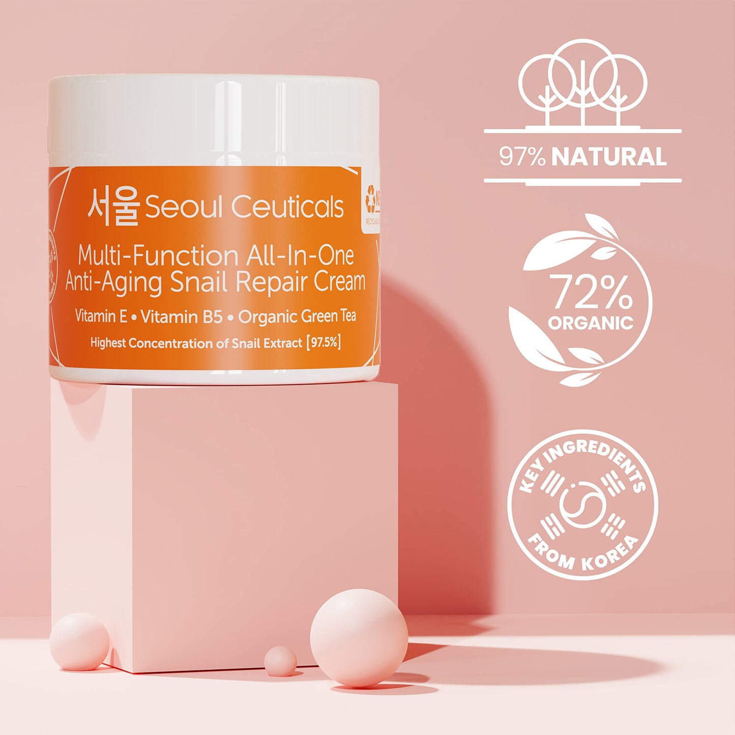 SeoulCeuticals Retinol Serum + Snail Mucin Moisturizer Cream - Korean Anti Aging Skincare Set