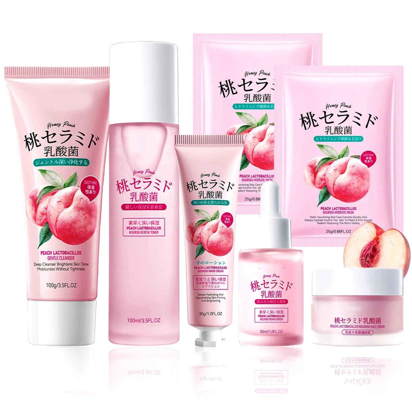 Peach Skincare Set, Peach Skin Care For Teens 10-12, Face Skin Care Set, Anti-Aging Skin Care Routine Kit For Women, Hydrating Girls Skin Care For Kids Age 8-12, Vegan & Organic