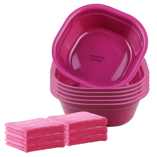 Haploon Foot Spa Kit 6 Sets Basin with Pink Towels Set Foot Tub Accessory