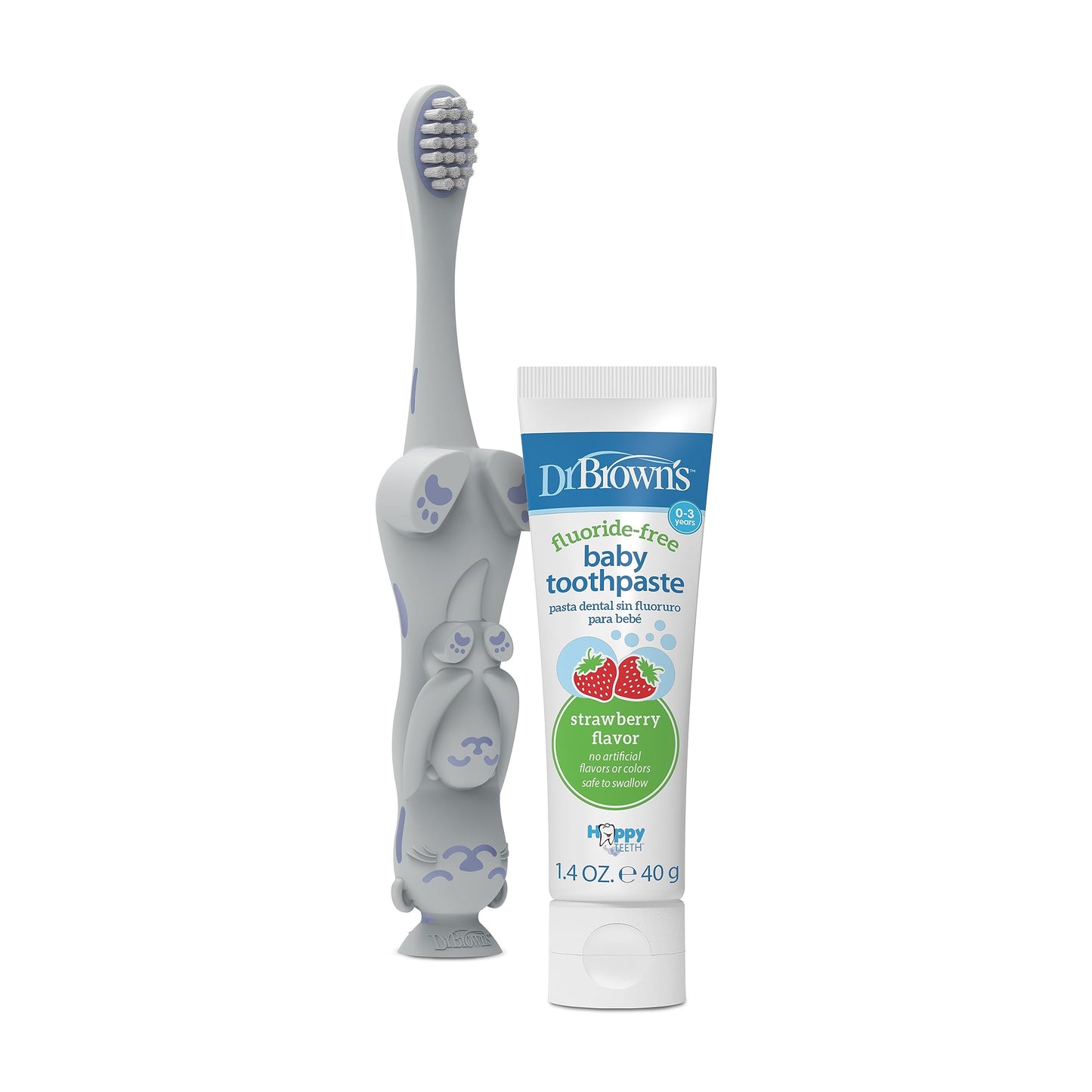Variety Pack: Dr. Brown's Toddler Toothbrush, Otter, 1-Pack and Baby Toothpaste, Strawberry Flavor, 40g