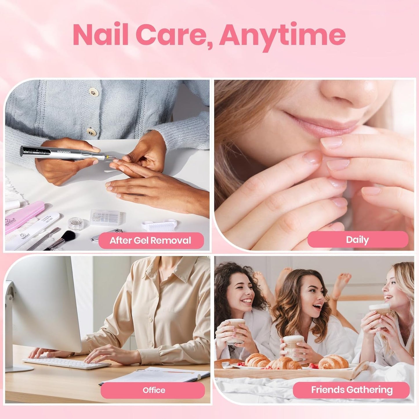 Beetles Nail Strengthener - Air Dry Pink Neutral Nail Polish for Thin Nails | Growth Treatment