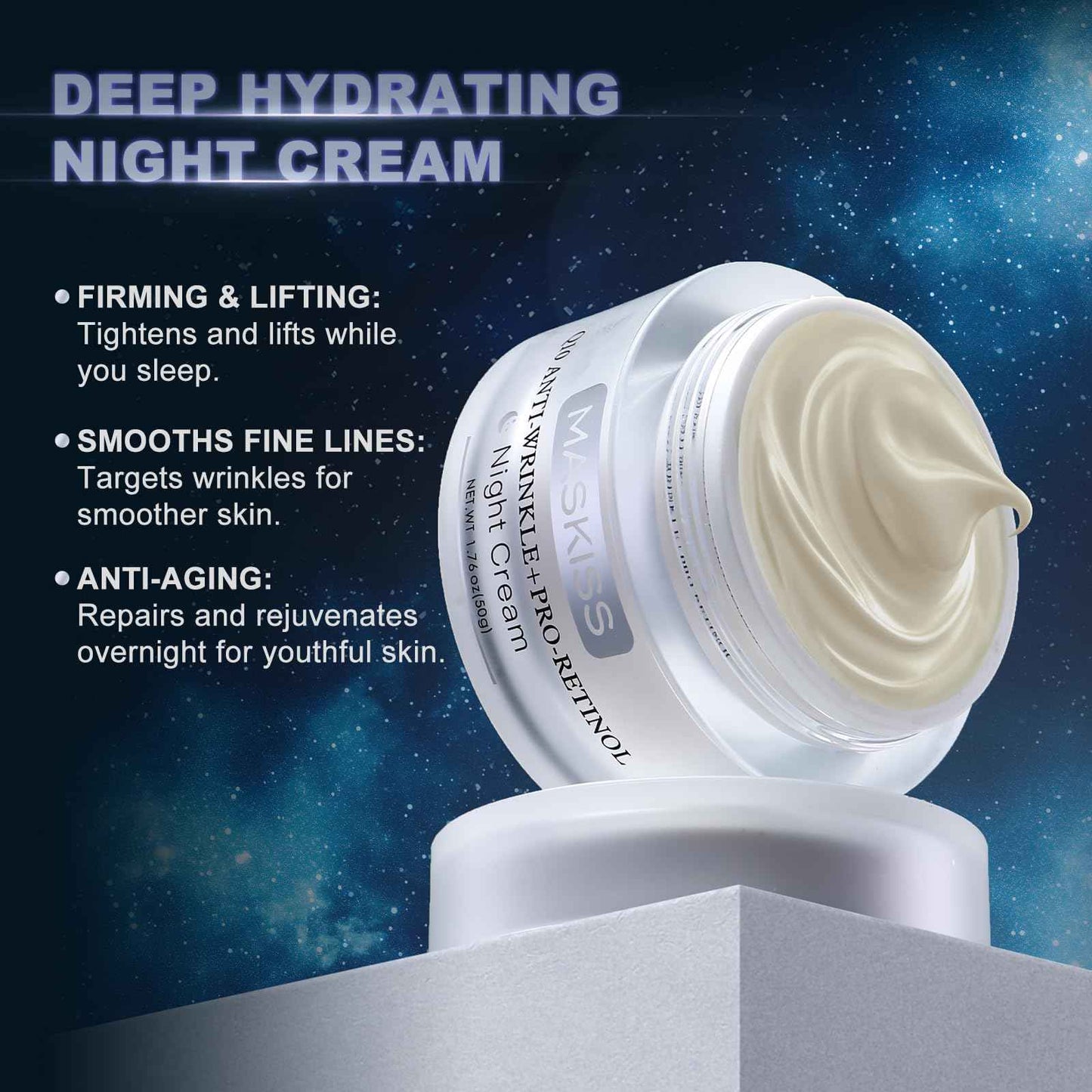 Maskiss Anti-Wrinkle Night Cream (Q10 + Pro-Retinol) & Face Cream (Q10 + Biotin), Unscented Anti-Aging Face Moisturizer for Sensitive Skin