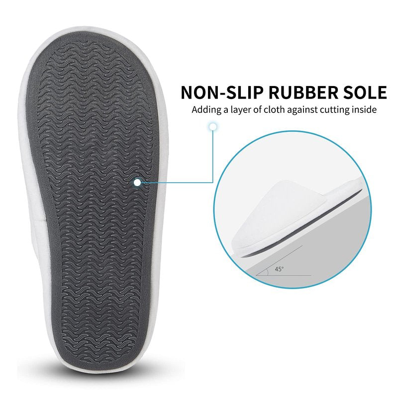 Tlizzz7 6-Pair Luxury Spa Slippers - Cotton Memory Foam Non-slip Closed Toe Washable Slippers for Hotel,Guest,Travel,Bride,Women and Men