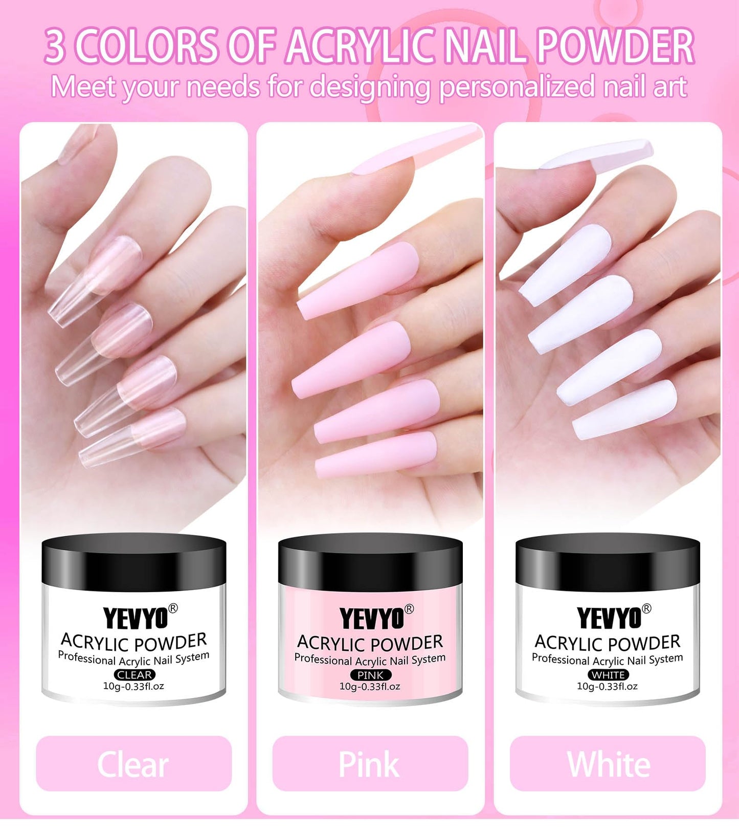 YEVYO Acrylic Nail Kit, 24 Color Glitter Acrylic Powder Monomer Liquid Set, Nail Kit Set Professional with Everything Acrylic Brushes and 200 Pcs Nail Tips for Extension Beginner