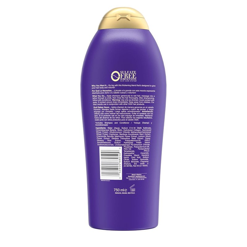 OGX Biotin & Collagen Volumizing Shampoo - Extra Strength for Thicker, Fuller Hair | 25.4 fl oz