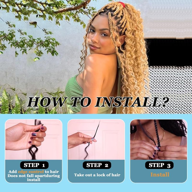 613 Blonde Human Braiding Hair for Boho Braids 613 Deep Wave Human Bulk Braiding Hair 150g 20 inch LadrXadr Honey Blonde Deep Wave 3 Bundles