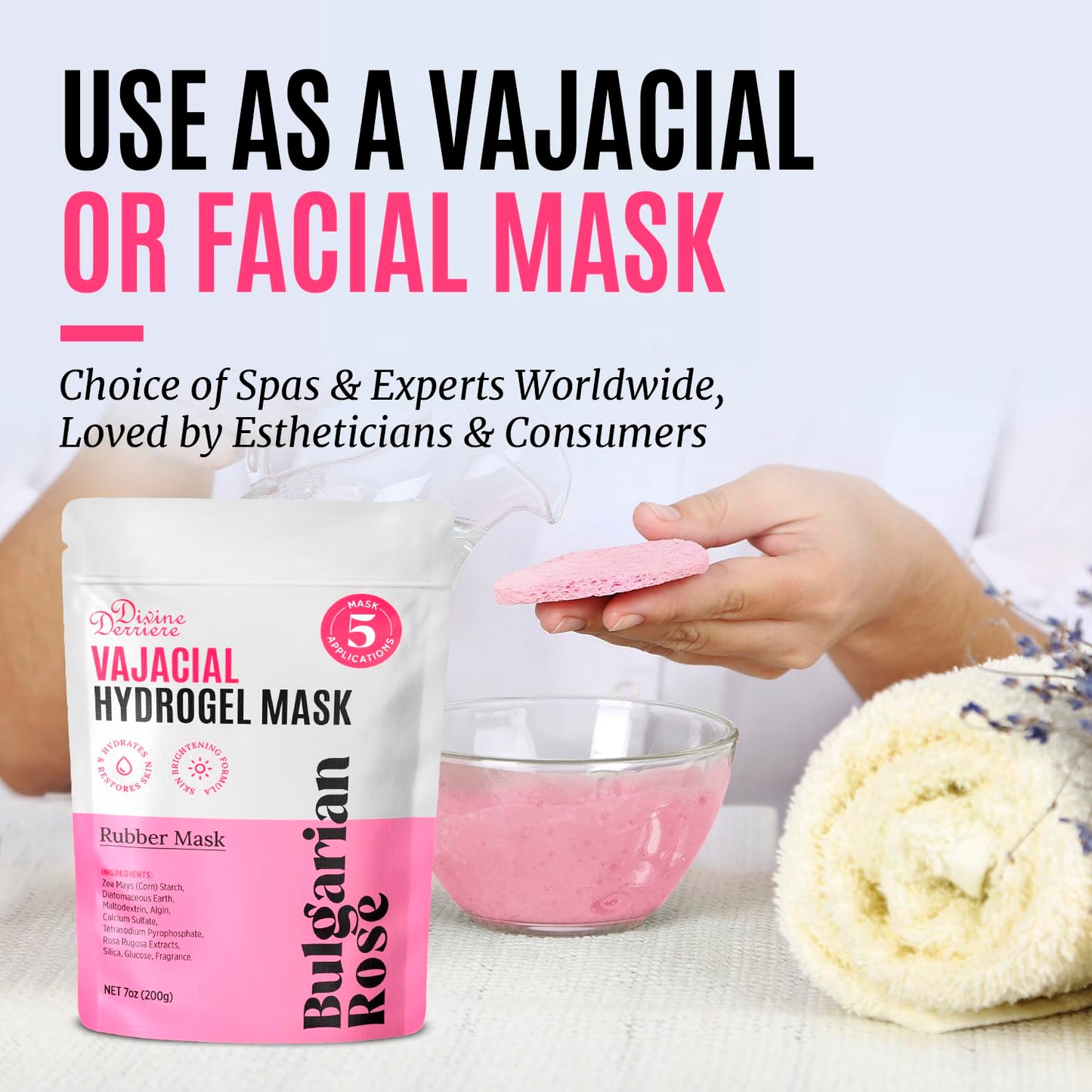Vajacial Hydrogel Mask - Premium Deeply Purifying Jelly Mask with Bulgarian Rose Petals | Hydrating Peel-Off Kit