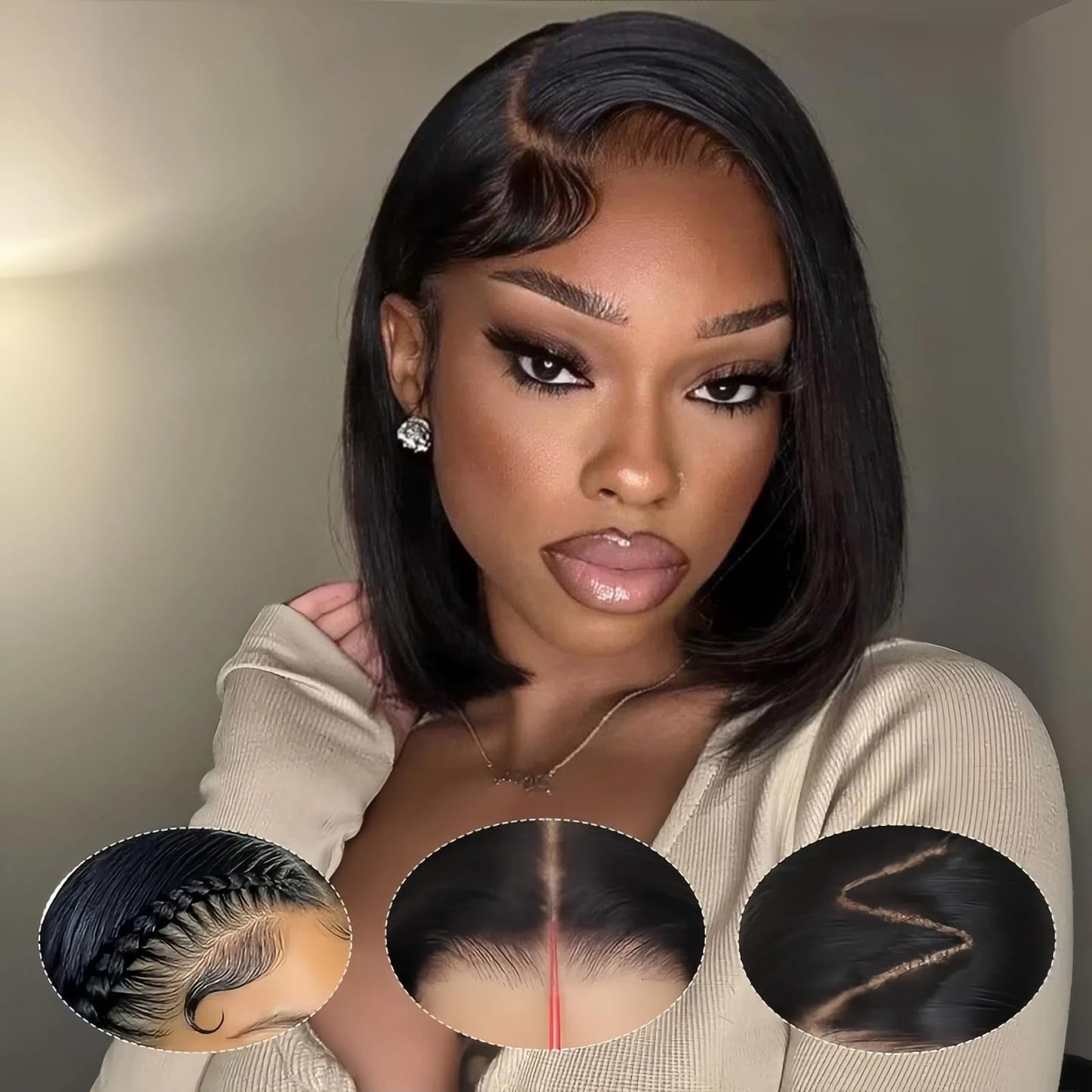 Perselene Wear and Go Glueless Bob Wig Human Hair Pre Plucked Pre Cut 4x4 HD Transparent Lace Front Wigs for Black Women Straight Short Bob Wigs Human Hair 180 Dentisty Natrual Color 10 Inch