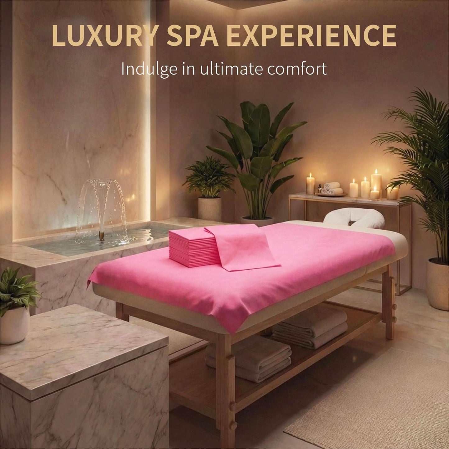 YILUFA1688 100 Pcs Massage Table Sheets Disposable Bed Cover Non Woven Fabric Breathable Sheets for Massage,Spa, Beauty Salon, Facial,Tattoo, Waxing, Esthetician (71"x 31" Pink)