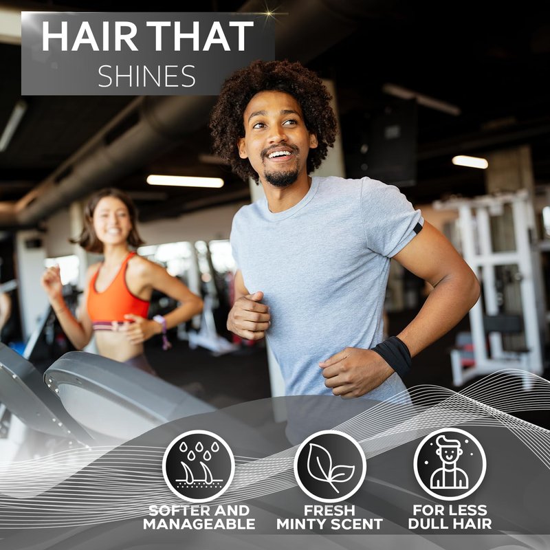 Mens Shampoo and Conditioner Set - Sulfate Free and Clarifying - For Men with Oily to Normal Hair - Moisturizing and Thickening - Biotin, Keratin, Tea Tree Oil, Caffeine and Peppermint for Dandruff