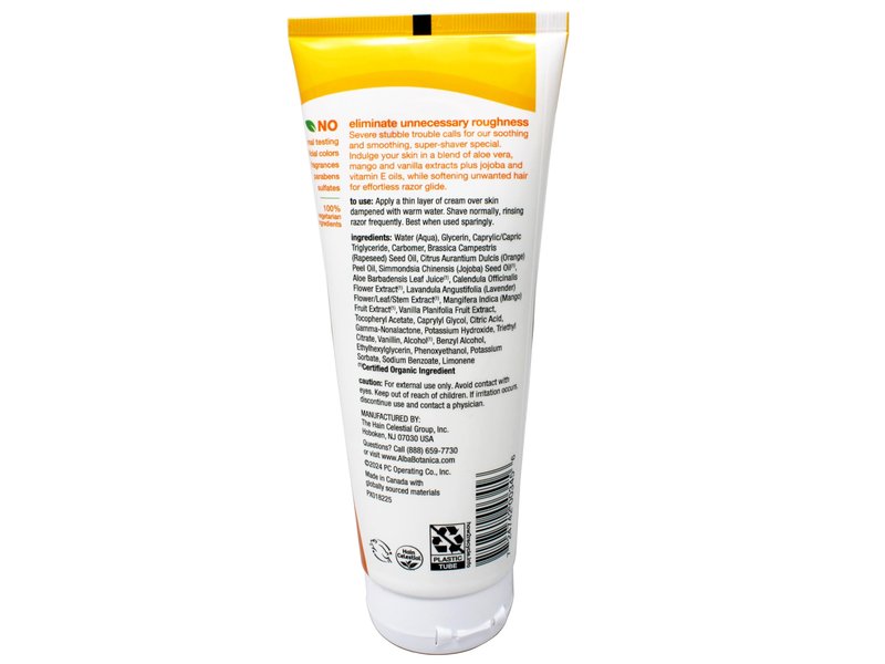Alba Botanical Mango Vanilla Very Emollient Cream Shave, 8 Ounce Tubes (Pack of 4)