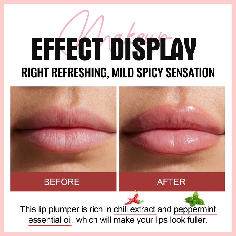 Erinde Lip Plumper Gloss, Natural Spicy Lip Plumping Booster Oil, Ultra-Hydrating & Nourishing Plump Lip Plumper, Glossy Finish Fuller Lip Plumping Gloss for Women Girls, 02#