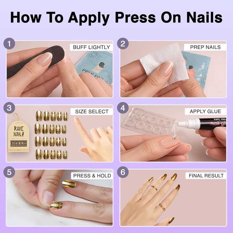 Gilded Relic Press-On Nails - Egyptian-Inspired Gold Foil | 24 Count Short Metallic, Chip-Resistant Design