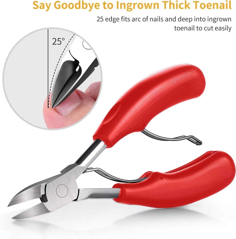 Aogeili Ingrown Toenail Clippers Kit, Professional Thick & Ingrown Toe Nail Clippers for Seniors Men & Women, Stainless Steel Super Sharp Curved Blade Pedicure Nipper with Ingrown Lifter Tool (Red)