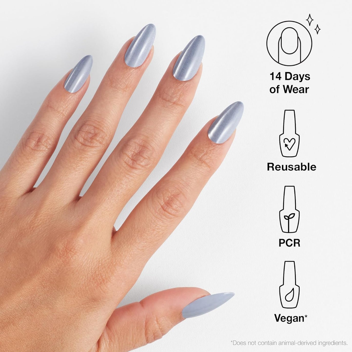 OPI xPRESS/ON Trailglazer | Velvet Blue Long Almond Press On Nails | With Nail Glue | Long Lasting, Reusable, Non-damaging