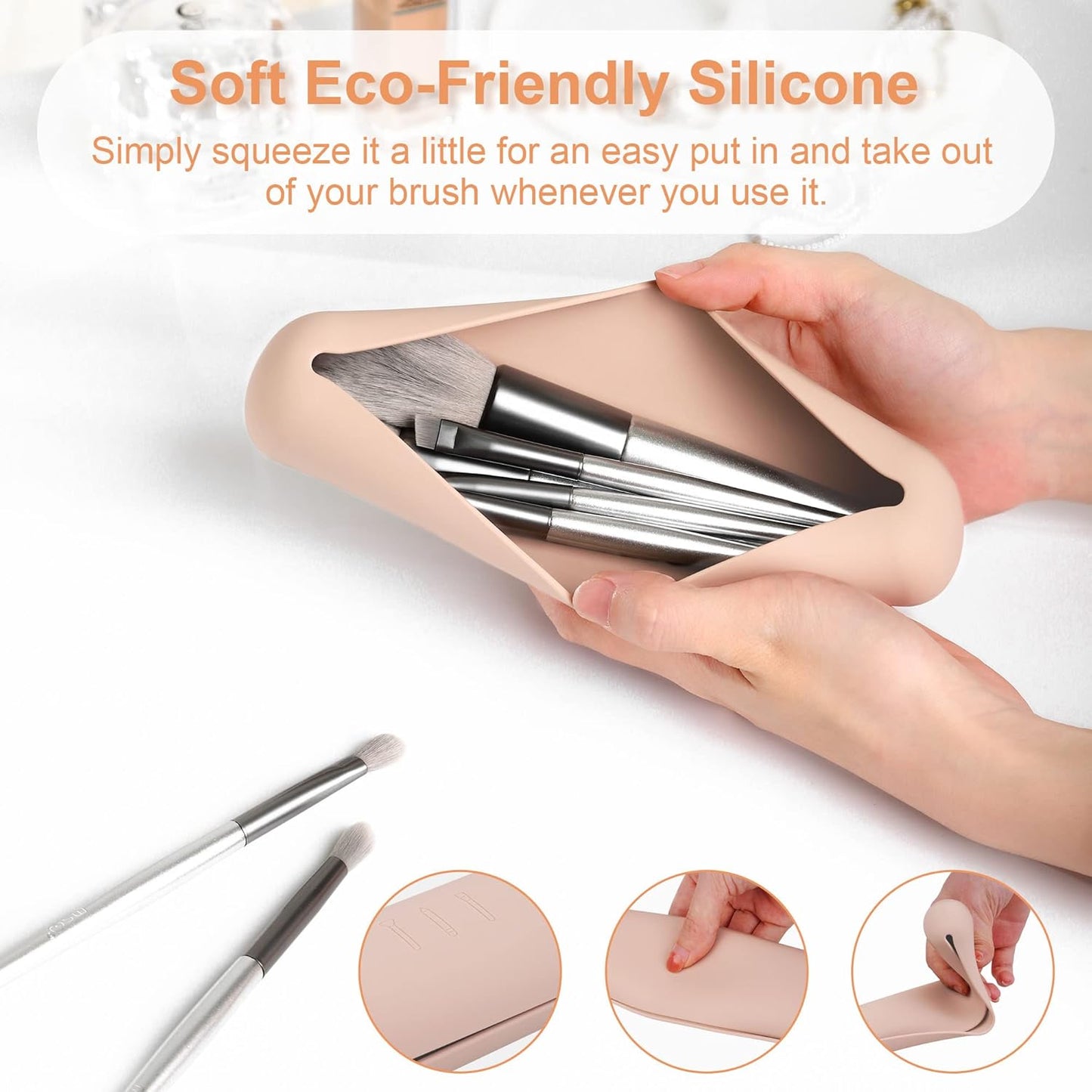 Travel Makeup Sponge Holder - Soft Silicone Beauty Brush Organizer for On-the-Go | Compact Design