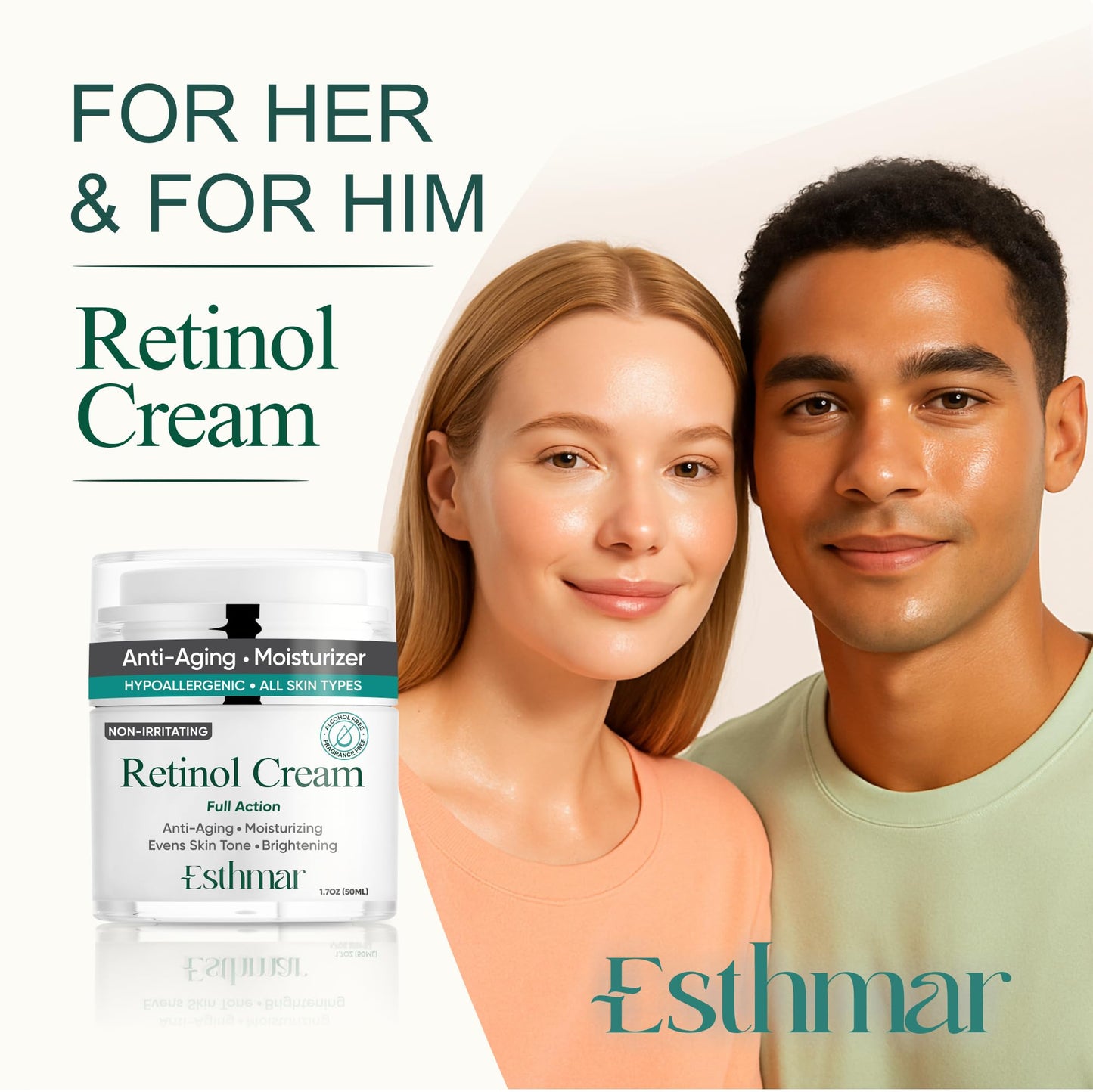 ESTHMAR Retinol Face & Neck Cream – Anti-Aging Night Moisturizer with Hyaluronic Acid, Vitamin E & Aloe Vera – Reduces Wrinkles, Fine Lines & Dark Spots, Hydrating for All Skin Types