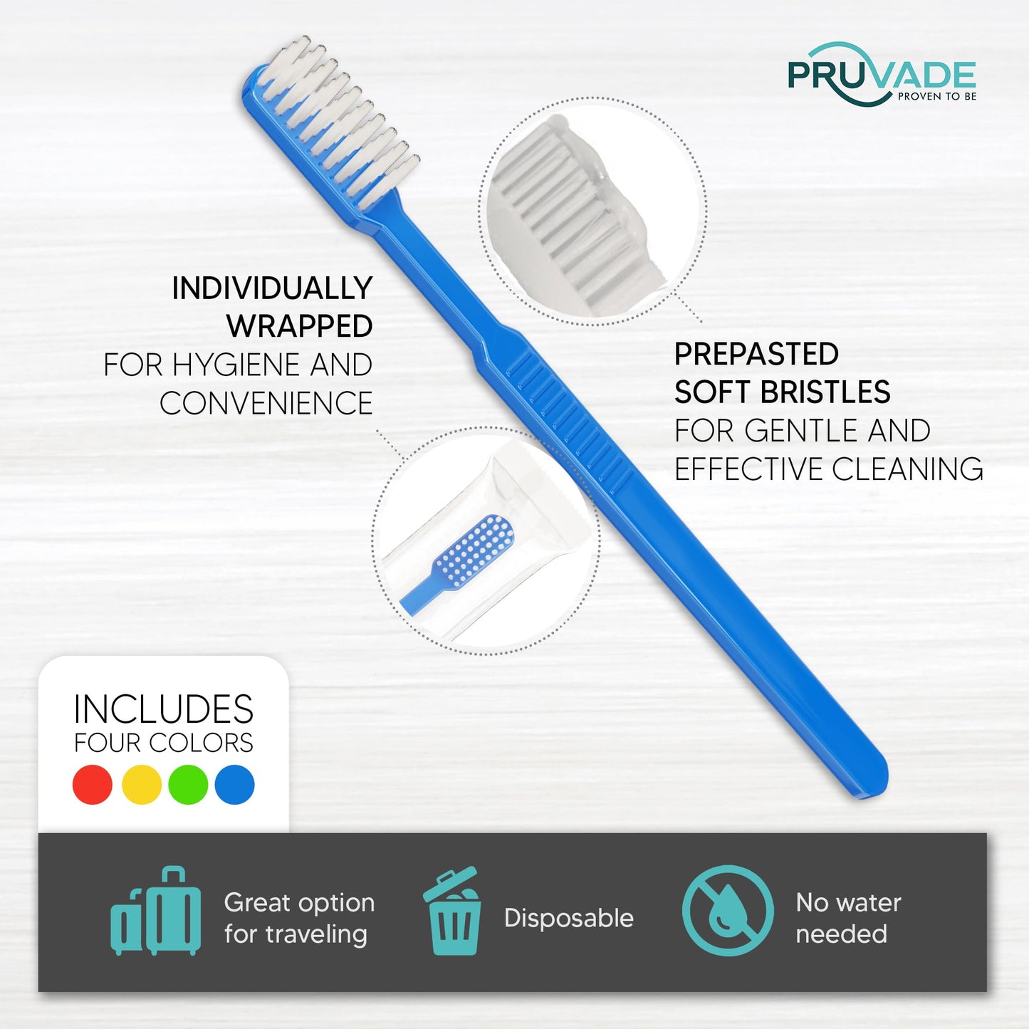 Pruvade 150 Pack Disposable Toothbrushes with Toothpaste, Built in | Prepasted Toothbrushes Individually Wrapped | Single Use Waterless Tooth Brush Soft Bristles for Airbnb, Hotel, Camping, Travel