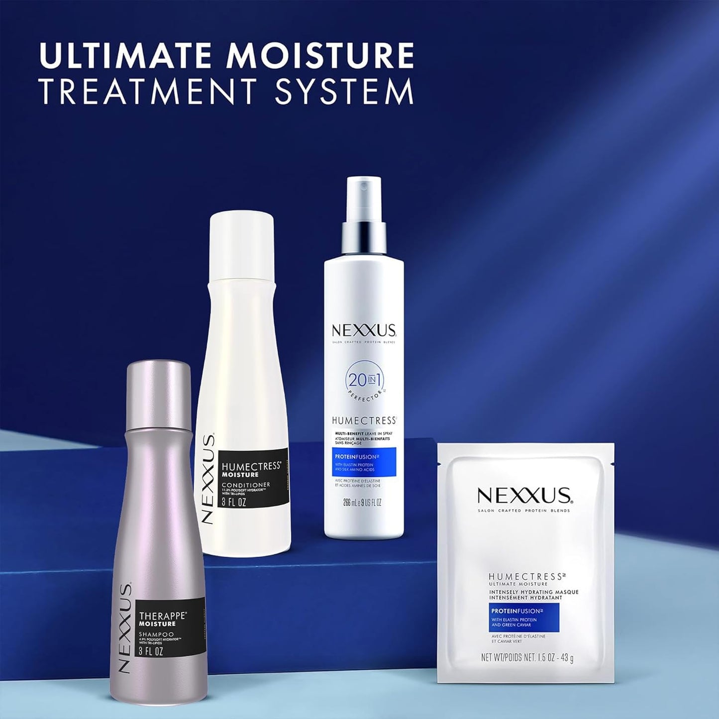 Nexxus Therappe Shampoo & Humectress Conditioner Set - Ultimate Moisture for Dry Hair | Travel Size, 3 Oz Each