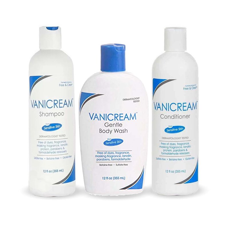 Vanicream Free and Clear Shampoo, Conditioner & Body Wash Set | Fragrance-Free for Sensitive Skin - 12 Ounce