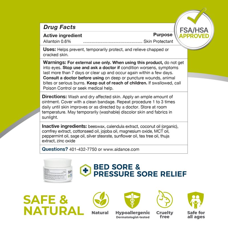 terrasil Bed Sores Treatment Cream & Pressure Sores Cream – Natural Ingredients for Fast Healing of Bedsores, Ulcers & Wounds, Soothing Relief & Protection (1.5 oz)