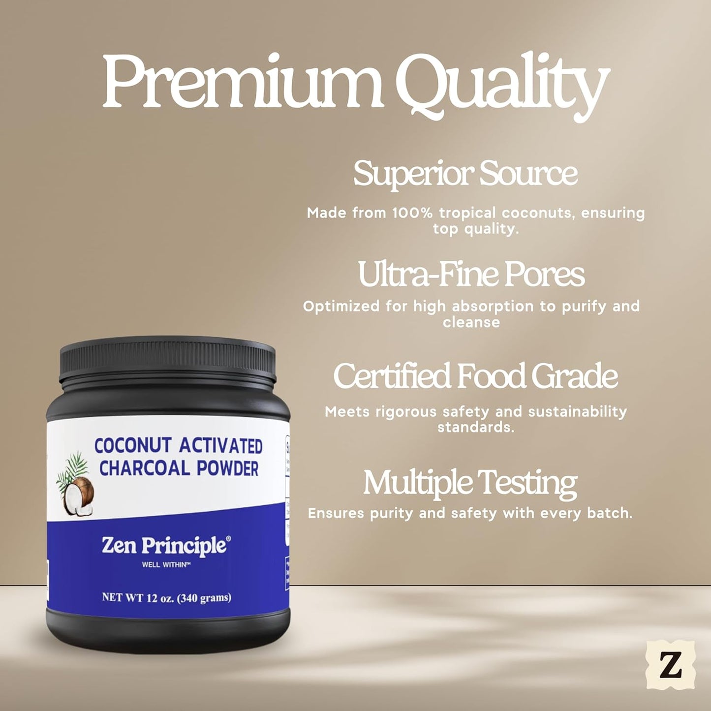 Coconut Activated Charcoal Powder - Teeth Whitening, Skin Rejuvenation & Digestive Support | 12 Oz