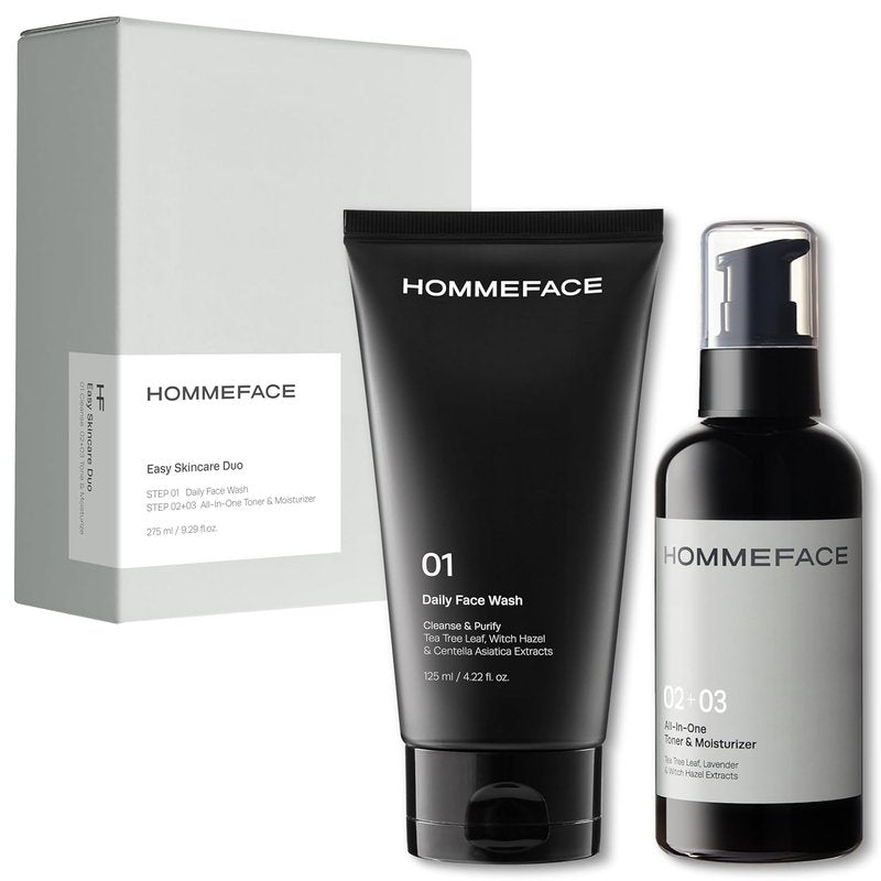 Men’s Easy Duo 2-Step Daily Skincare Routine Set | Face Wash & Toner Moisturizer for Oily, Acne-Prone Skin - 4.22 fl oz & 5.07 fl oz