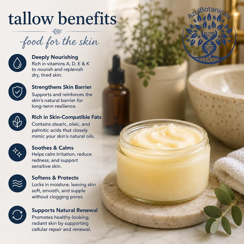 Methylene Blue Whipped Grass-Fed Beef Tallow Balm - Anti-Aging Moisturizer for All Skin Types | 1.7 oz