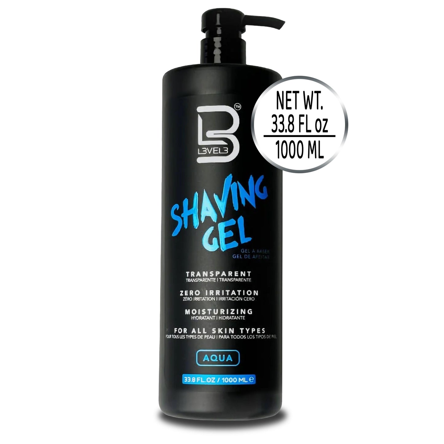 L3 - Level 3 Shaving Gel - Straight Razor Shave Gel - Non-Irritating - Refreshing Smell - No Hot Towel Necessary - Level Three Razor Gel (Aqua - Large)