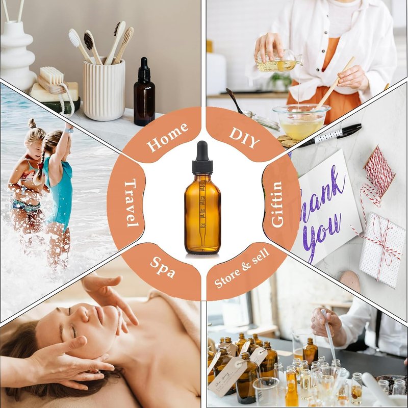 Parfumlism 20 Pack Amber Glass Dropper Bottles 4 oz with Graduated Droppers – Ideal for Essential Oils, Serums & Tinctures – Leakproof 120ml Dispenser for DIY, Travel & Small Business