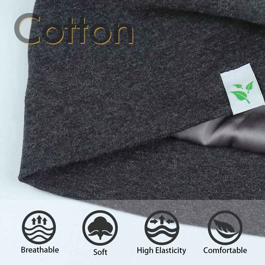 Silk Satin Bonnet for Mens with Curly Hair Adjustable Black