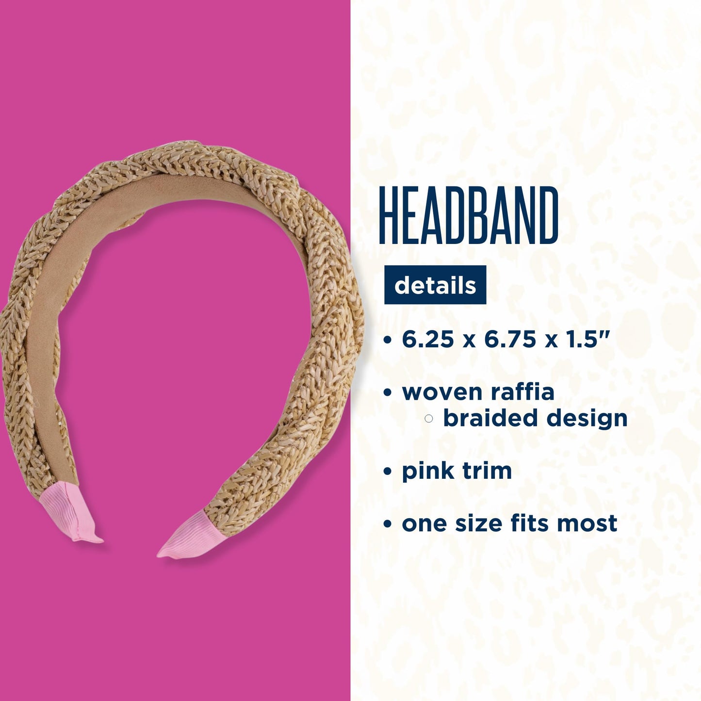 Lilly Pulitzer Braided Raffia Headband with Pink Trim