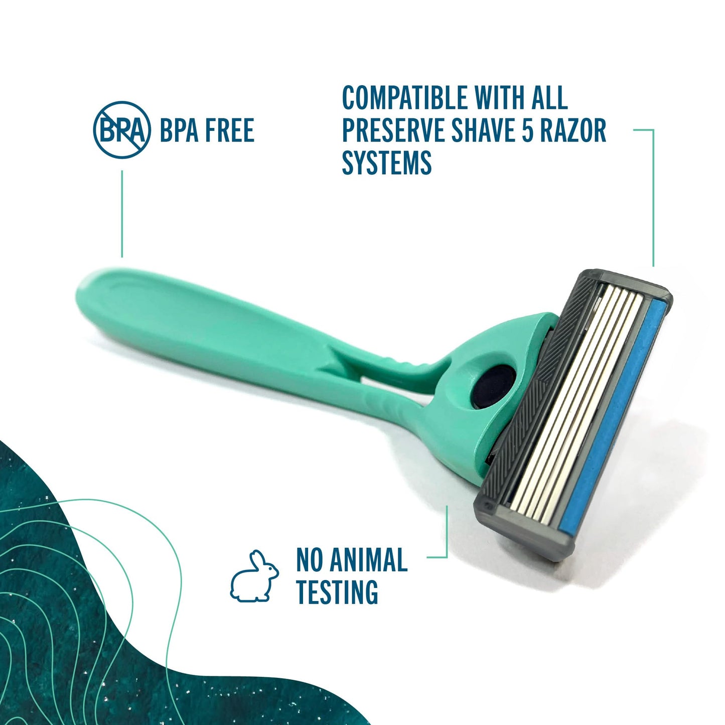 Preserve POPi Shave Razor Blades Refills - 5 Blade Razors for Men & Women - Ceramic Coated Shavers for Comfort with Aloe-Cocoa Butter Strip - Reusable Shaving Refill - 8 Pack