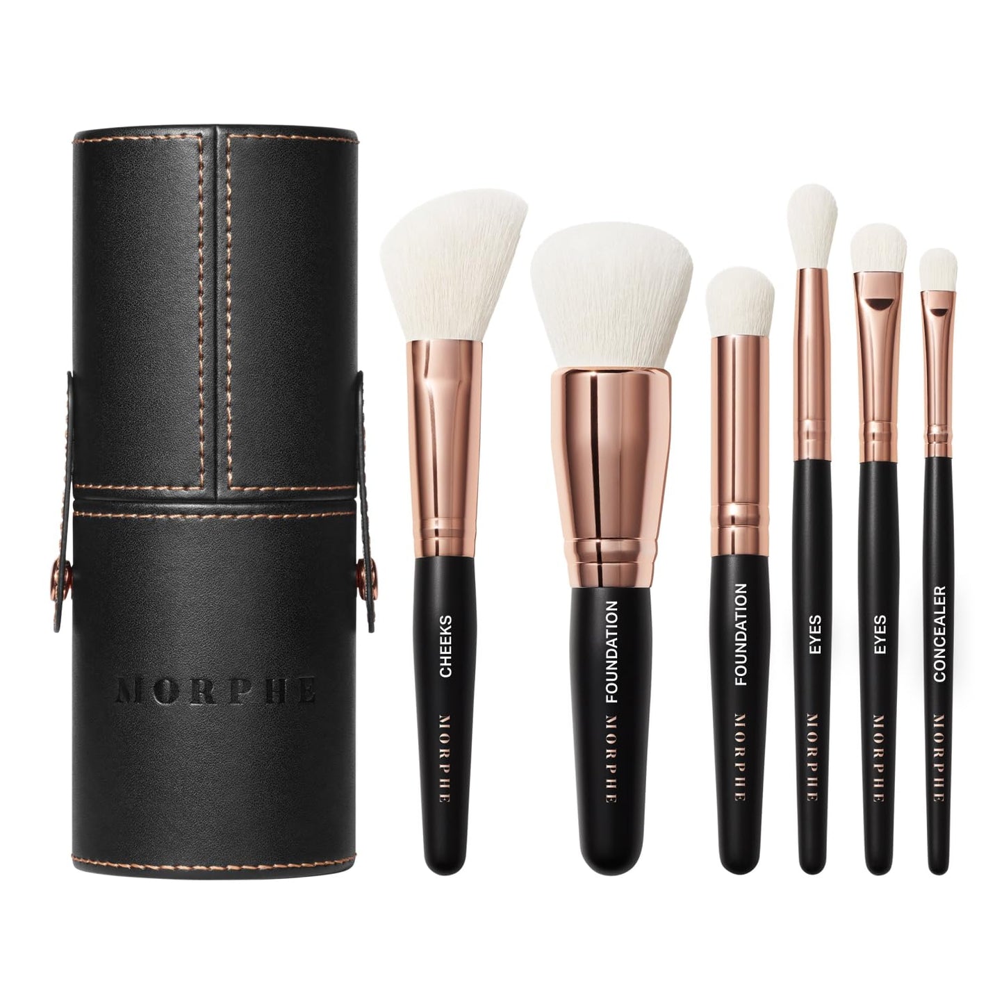 Morphe Makeup Brushes Set - 6-Piece Eye & Face Brush Collection | Synthetic Bristles & Brush Case Included
