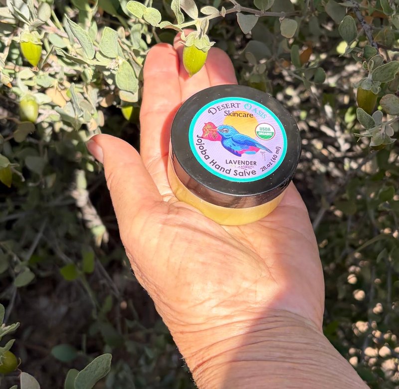 Desert Oasis Skincare | USDA Organic Lavender Hand Salve – Over 50% Jojoba Oil with Beeswax & Avocado Oil – Rich Conditioning Balm for Dry Hands, Feet & Cuticles – 2 oz (60 g)