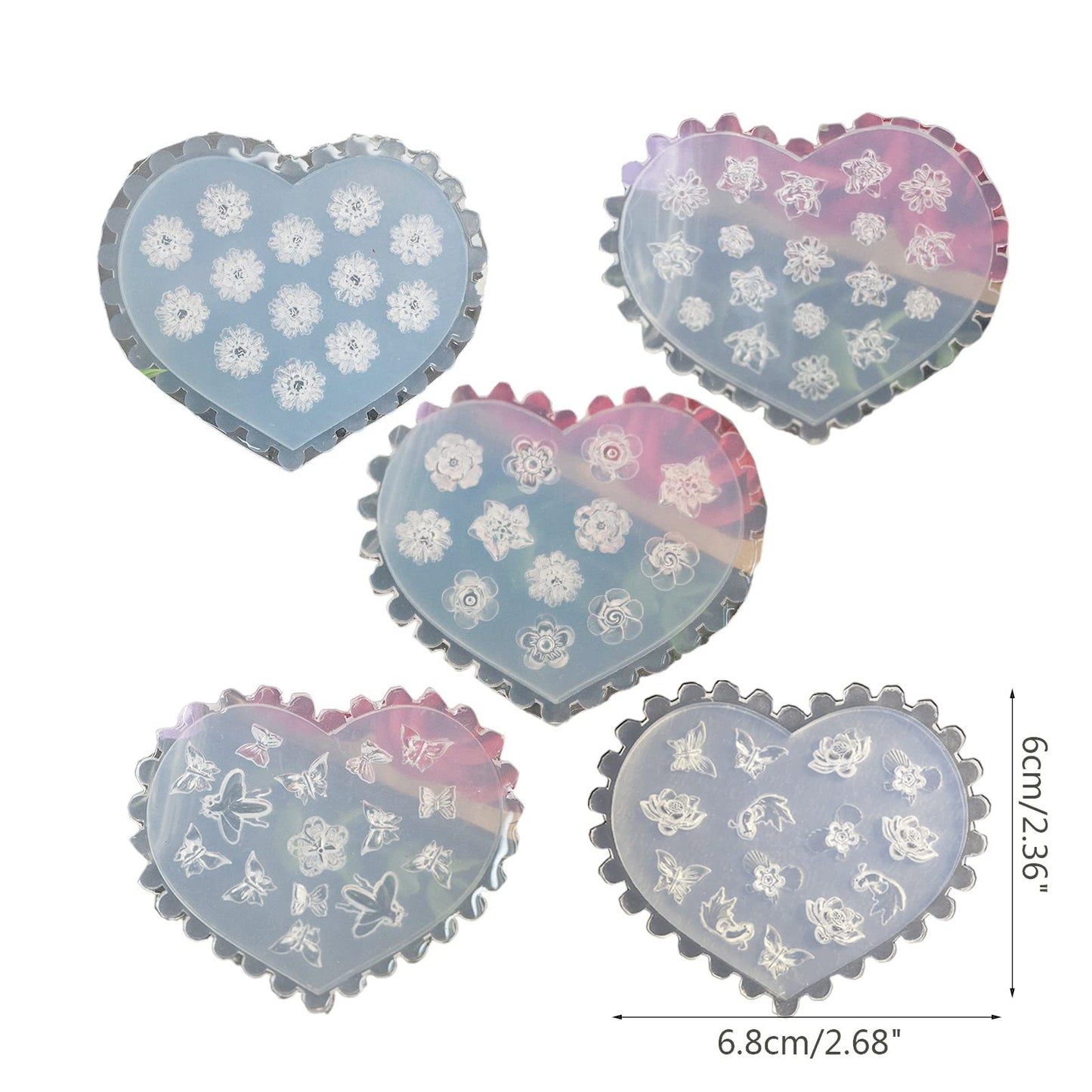 5PCS Flowers Silicone Nail Art Decortive Design 3D Silicone Mold for Nail Art Decorations