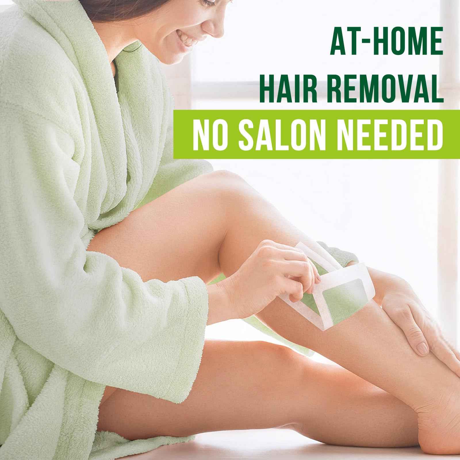 Wax Strips for Hair Removal Kit: 60 Pieces 40 Body & 20 Facial Waxing Strips for Face, Eyebrow, Arms, Legs, Underarm, and Bikini