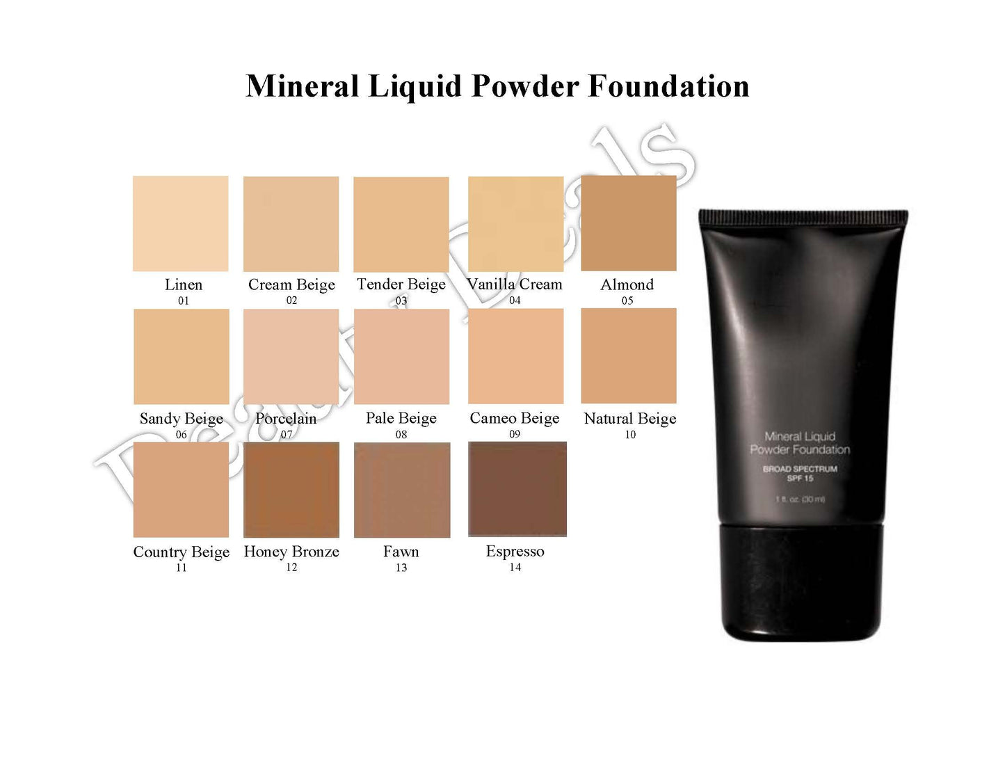 Beauty Deals Mineral Liquid Powder Foundation Broad Spectrum SPF 15 (Almond)