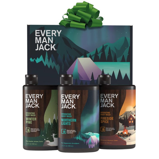 Every Man Jack Men's Body Wash Gift Set - 3 Invigorating Winter Scents - Deeply Cleans, Hydrates with Naturally Derived Ingredients - 13.5 oz (3 pack)